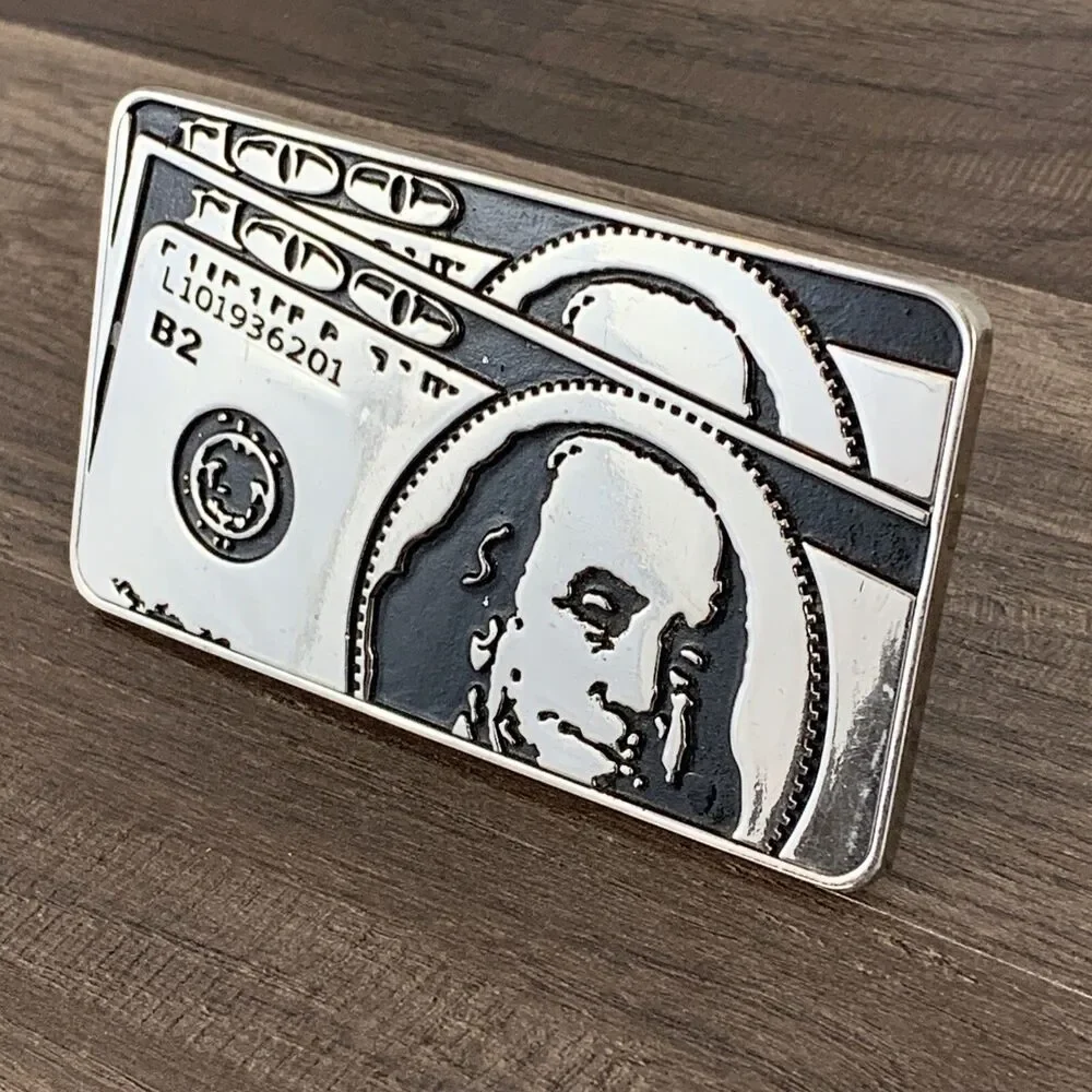 Hundred Dollar Bill $100 Belt Buckle Silver Hundi Westside CA MONEY MONEY MONEY